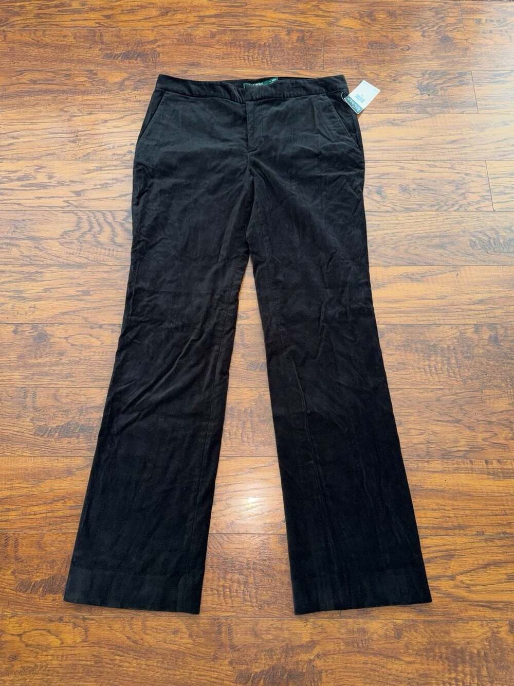 Lauren Ralph Lauren Black Velvet Straight Leg Pants Size 10